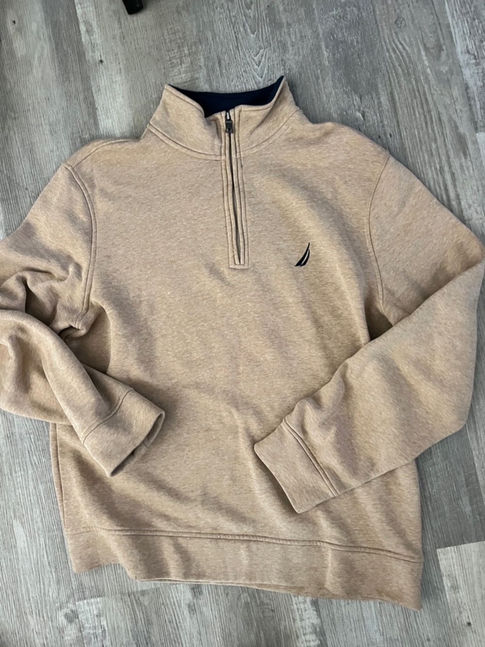 Nautica Men's Beige/Tan Half-Zip Pullover Sweater